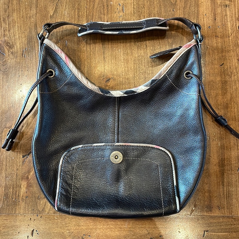 BURBERRY Dark Brown Leather Shoulder Bag